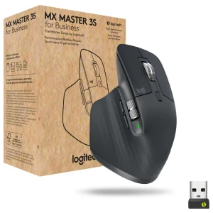 Logitech MX Master 3s for Business | Draadloze Muis | RF-Draadloos + Bluetooth | 8000 DPI | Grafiet