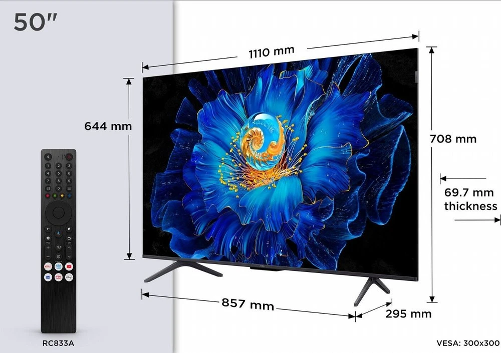 TCL 50C61KS | 50" 4K Ultra HD QD-MiniLED Smart TV | 60Hz | Google TV + Wifi | Dolby Vision | HDMI 2.1 (2025) - Afbeelding 2