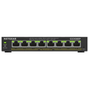 NETGEAR GS308EP-100PES | Managed Smart Switch | 8 Poorten | Gigabit Ethernet (10/100/1000 Mbps) | PoE+ (62W) | VLAN/QoS | Compact