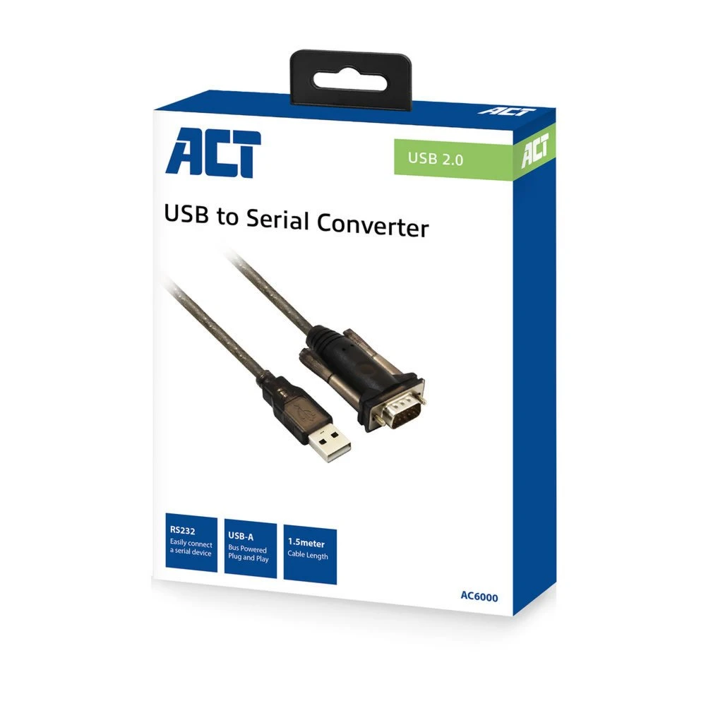 ACT AC6000 | Seriële Kabel | USB-A naar DB-9 | 1,5 m | Zwart - Afbeelding 4