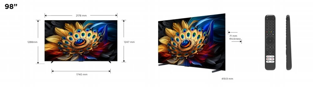 TCL C69 98C69B | 98'' Ultra HD 4K | QLED Smart TV | Wifi | Google TV | Dolby Vision | 60Hz - Afbeelding 2