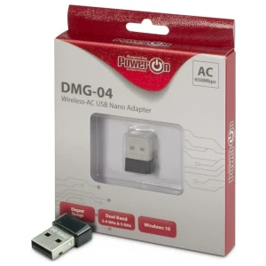 Inter-Tech DMG-04 | Wi-Fi 5 USB Nano Adapter | 433 Mbps (5 GHz) / 200 Mbps (2,4 GHz) | USB 2.0 | Zwart