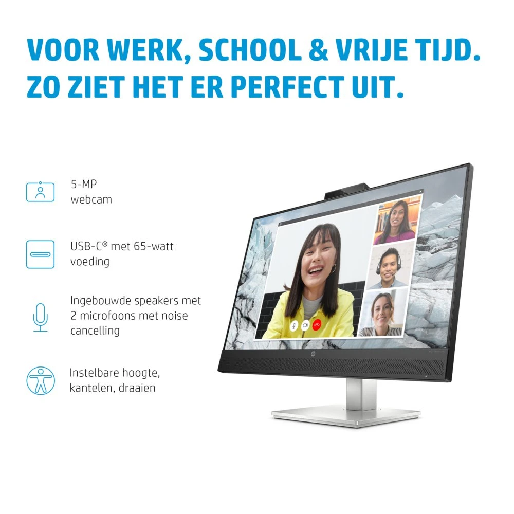 HP E34m G4 34" | 3440x1440 VA | 75Hz | Curved | USB-C | Webcam, Speakers, Microphone | Conference Monitor | Ergonomic Adjustments - Afbeelding 15