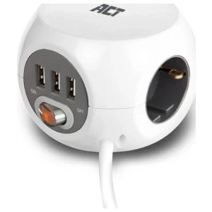 ACT AC2405 | Stekkerdoos | 3 Stopcontacten | 1,5 m | Binnen | Wit