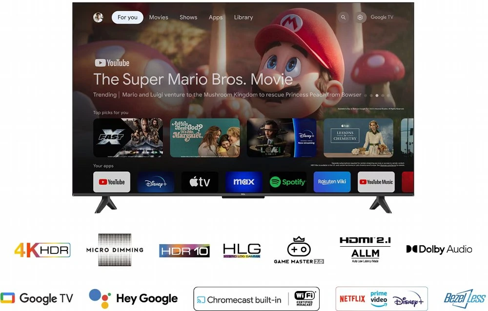 TCL 50P69B | 50'' 4K Ultra HD LED Smart TV | Google TV met HDR10+ | HDMI 2.1 | 50Hz | Wifi - Afbeelding 3