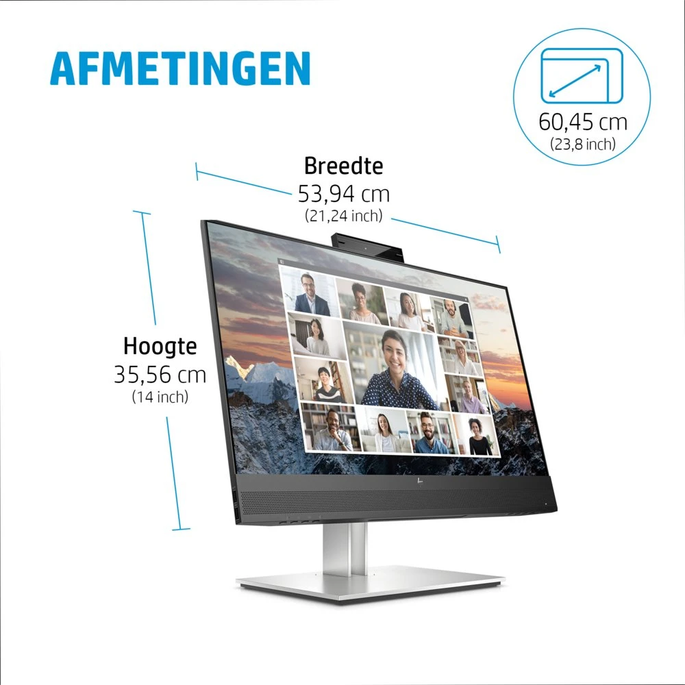 HP E24m G4 23,8" | 1920x1080 FHD IPS | 5ms | 99% sRGB | USB-C met 65W Power Delivery | 5MP Pop-up Webcam | Stereo Speakers | Microfoon | Monitor - Afbeelding 11