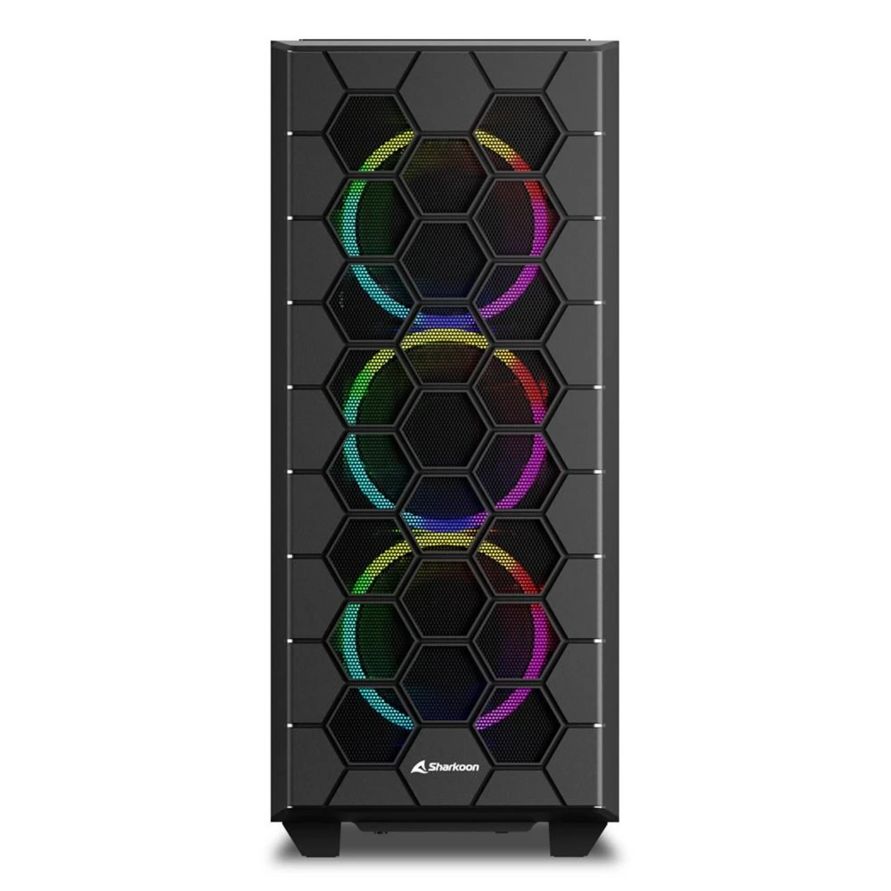 Sharkoon RGB HEX | Mid Tower Behuizing | Zwart | Met RGB-verlichting - Afbeelding 2