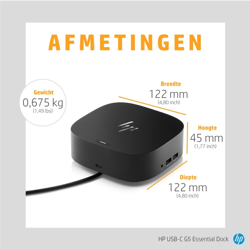 HP G5 Essential Dock | Docking Station | USB-C | Zwart - Afbeelding 13
