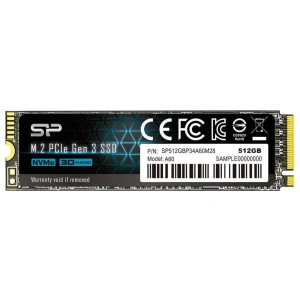 Silicon Power A60 | 512GB NVMe SSD | M.2 | Gen3 | 2.200MB/s Lezen | 1.600MB/s Schrijven