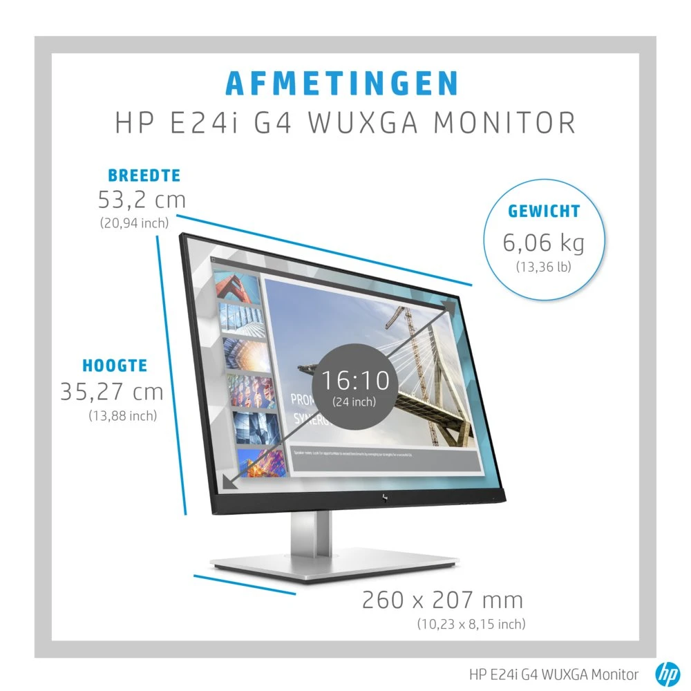 HP E24i G4 24" | 1920x1200 WUXGA IPS | 60Hz | 5ms | 99% sRGB | USB Hub | Ergonomisch Verstelbaar | Monitor - Afbeelding 7