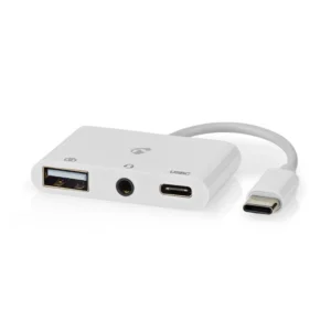 Nedis CCGB64790WT01 | Laptop Dock & Poortreplicator USB 2.0 Type-C | 1× USB-A + 1× USB-C + 3,5 mm audio | 480 Mbps | Wit