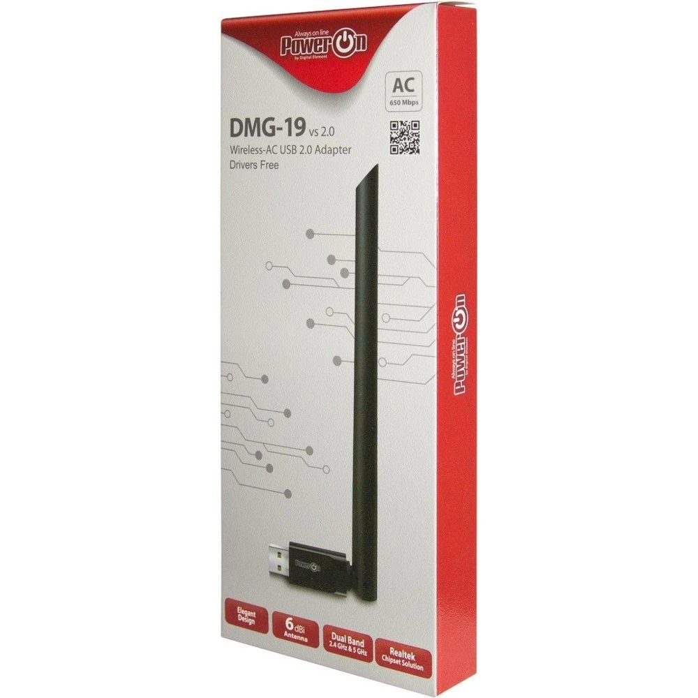 Inter-Tech DMG-19 v2.0 | Wi-Fi 5 USB Adapter | 650 Mbit/s | Dual-band (2,4 GHz / 5 GHz) | USB 2.0 | Zwart - Afbeelding 4
