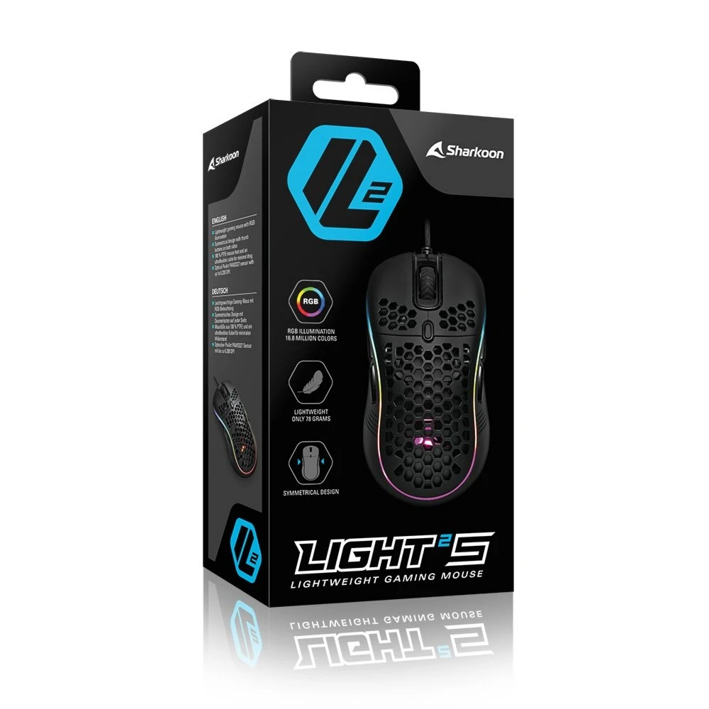 Sharkoon Light² S | Bekabelde Gaming Muis | Links- en Rechtshandig | USB-A | 6200 DPI | Zwart - Afbeelding 6