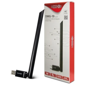 Inter-Tech DMG-19 v2.0 | Wi-Fi 5 USB Adapter | 650 Mbit/s | Dual-band (2,4 GHz / 5 GHz) | USB 2.0 | Zwart