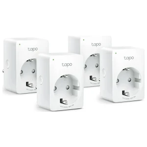 TP-Link Tapo P100 (4-pack) | Slimme Wi-Fi-stekker | 2300W | Spraakbesturing | Schema & Timer | Compact ontwerp | Wit