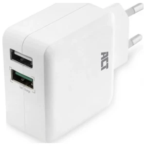 ACT AC2125 | Fast Charge Dual USB-A Oplader 30W | Wit