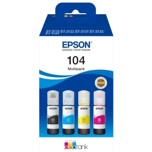 Epson 104 EcoTank Inktfles Multipack | Kleuren: Zwart, Cyaan, Magenta, Geel | Compatibel met Epson EcoTank-printers
