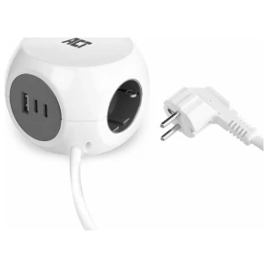 ACT Stekkerdoos Kubus | 3 Stopcontacten | USB-A & USB-C | 30W | 1,5 m | Wit