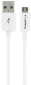 Mobiparts Micro USB naar USB | 2.4A | 3m | Wit (Bulk)