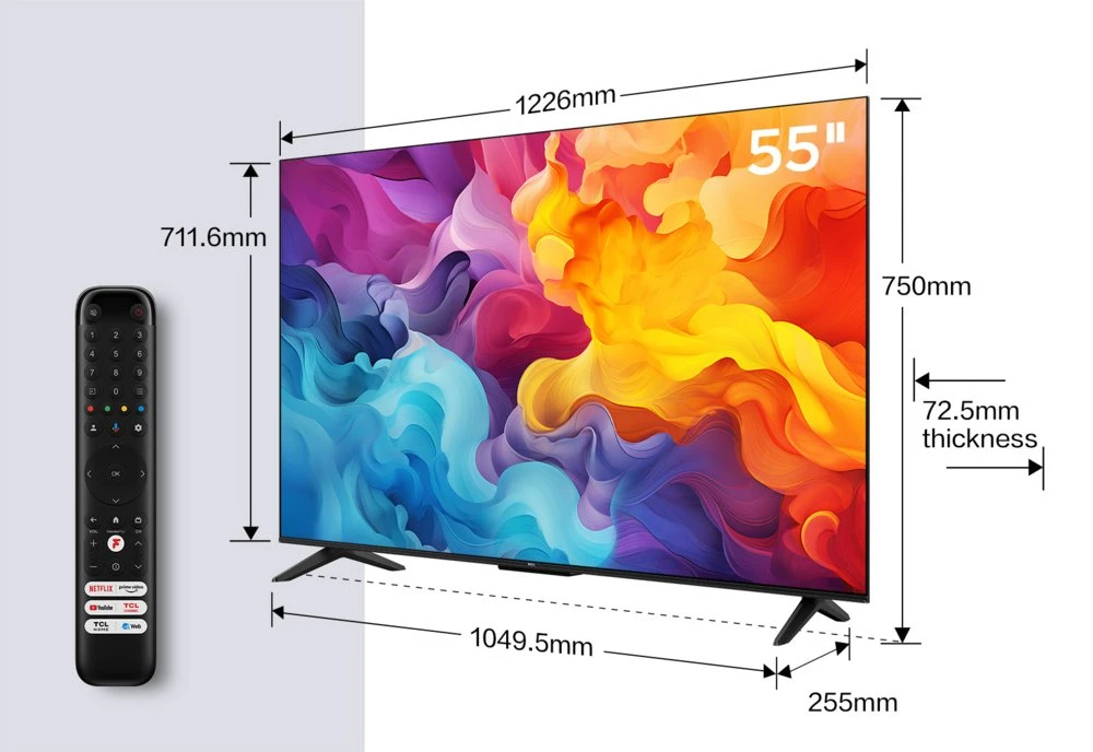 TCL 55V6B 55" | Ultra HD 4K LED Smart TV | Google TV + Wifi | HDR10 voor Levendige Beelden | Slank Design | 50Hz - Afbeelding 3