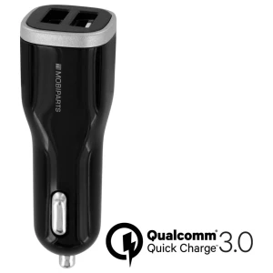 Mobiparts Quick Charge Car Charger | Dual USB | 18W & 5A | Black