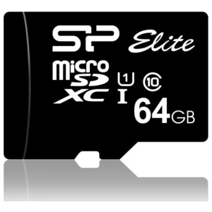 Silicon Power Elite | MicroSDXC | 64GB | Class 10 | UHS-I U1 | Tot 85MB/s | Inclusief SD-adapter | Zwart