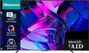 Hisense 100U7KQ 100" | Grote 4K Ultra HD Mini LED Smart TV | VIDAA U + Wifi | Dolby Vision | Local Dimming voor Perfect Contrast | 144Hz