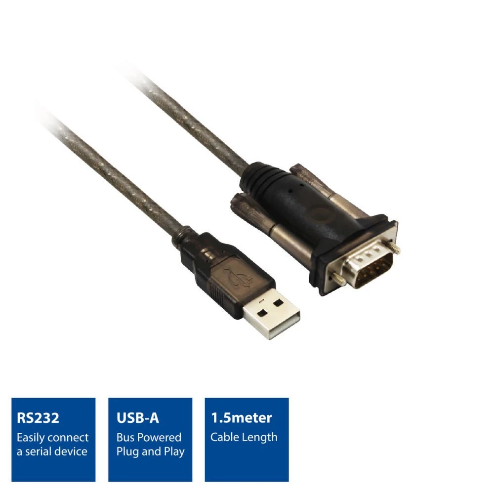 ACT AC6000 | Seriële Kabel | USB-A naar DB-9 | 1,5 m | Zwart - Afbeelding 2