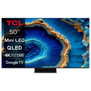 TCL 50C805 50" | Ultra HD 4K QD-Mini LED Smart TV | Google TV + Wifi | Dolby Vision & HDR10+ | Quantum Dot voor Levendige Kleuren | Local Dimming | 144Hz