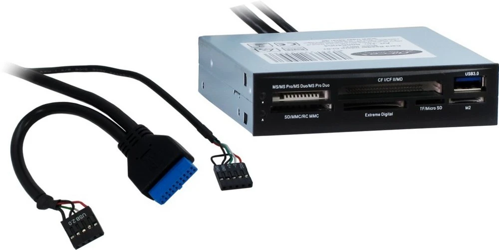 Inter-Tech CI-01 | Interne geheugenkaartlezer | USB 3.2 Gen 1 (5 Gbps) | 3.5" bay | Ondersteunt CF, SD, microSD, MS, xD | Zwart - Afbeelding 3
