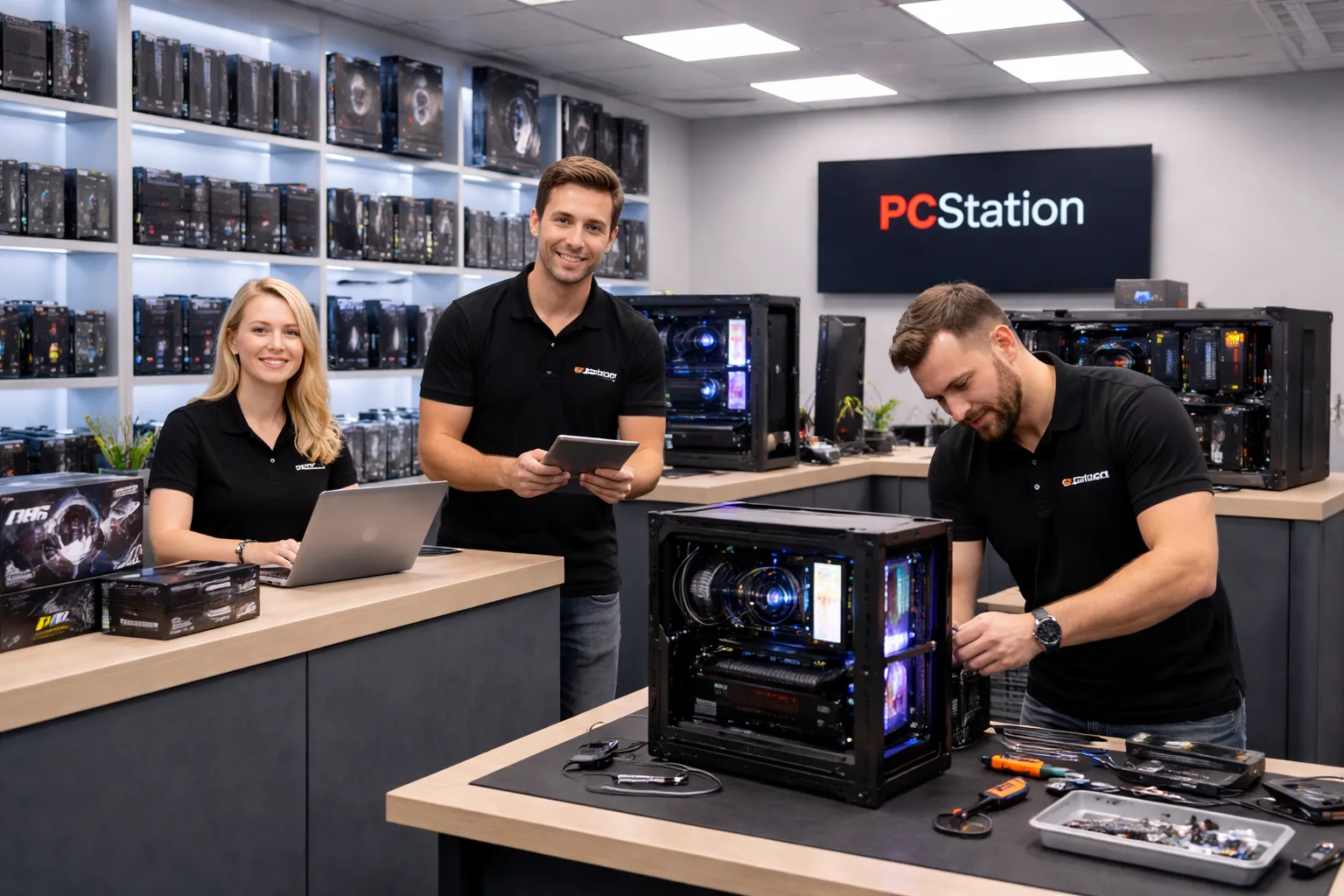 PC Station team en werkplaats