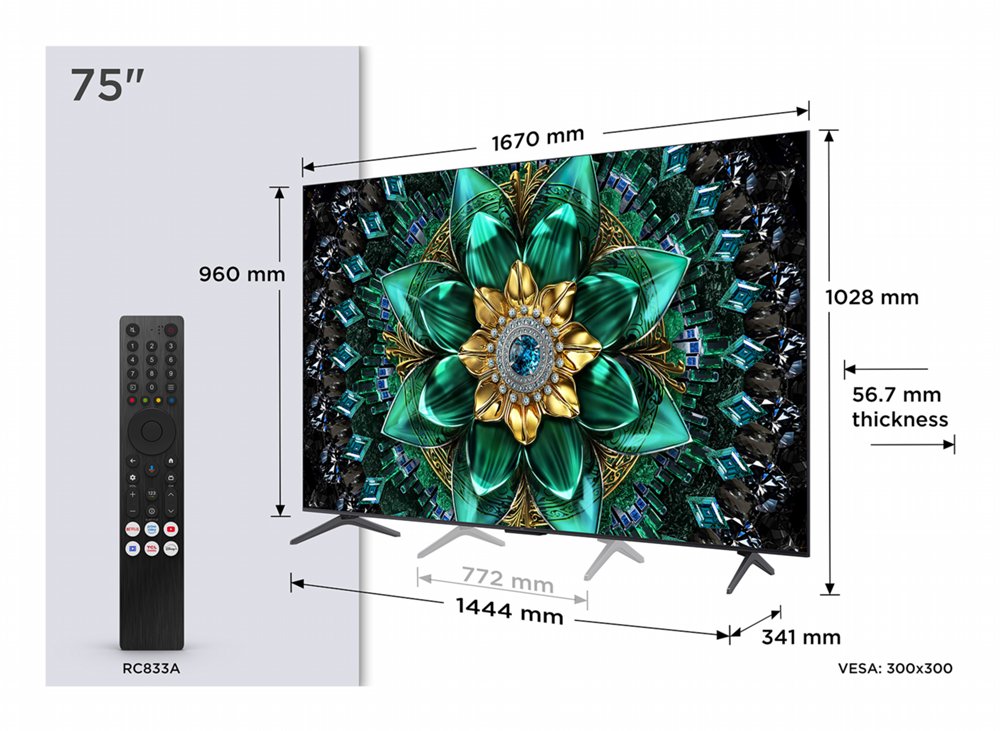 TCL 75Q6C | 75" 4K Ultra HD QD-MiniLED | 120Hz | Google TV | Dolby Vision | HDMI 2.1 | Smart TV | OPEN BOX