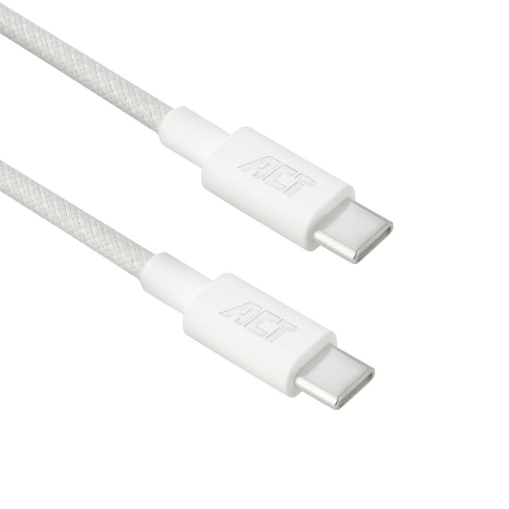 ACT AC3085 | USB 2.0 Kabel | USB-C naar USB-C | 240W | 480Mbps | Wit | 2 Meter