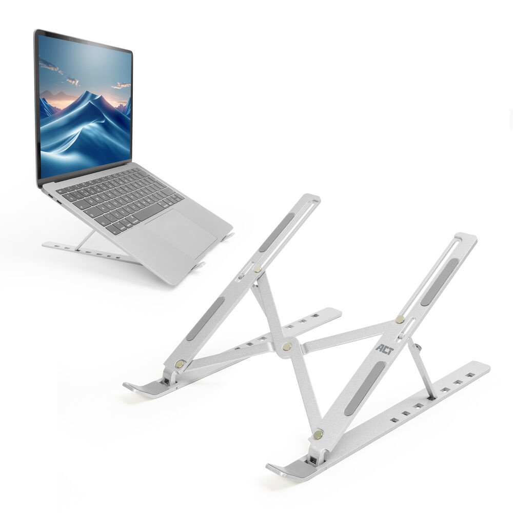ACT AC8121 | Inklapbare Laptopstandaard tot 15,6" | 7 Verstelbare Standen | Metaal | Inclusief Reistas