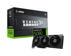 MSI GeForce RTX 5080 VENTUS 3X OC BLACK | 16GB GDDR7 | 4K Gaming & AI | Videokaart